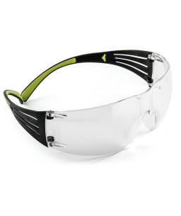 3M™ SecureFit™ SF401AS/AF-EU  Safety Glasses, Black/Green frame, Anti-Scratch / Anti-Fog, Clear Lens,