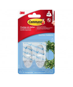 Command™ Hook  2 Medium Hooks, 4 Clear Strips Clear 17091CLR (900g)