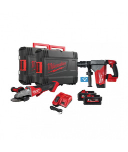 MILWAUKEE 3990927 M18 FHPFSAG-522X FUEL POWERPACK FLAT HEAD ANGLE GRINDER + ROTARY HAMMER SDS-PLUS