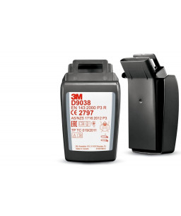 3M™ Secure Click™ Hard Case Particulate Filter, P3 R Hydrogen Fluoride/Nuisance Level Organic Vapour/Acid Gas Relief, D9038