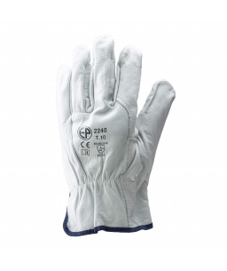 EUROSTRONG 2240 DRIVER GLOVES FULL BUFFALO GRAIN LEATHER, WING THUMB, ELASTIC AT WRIST